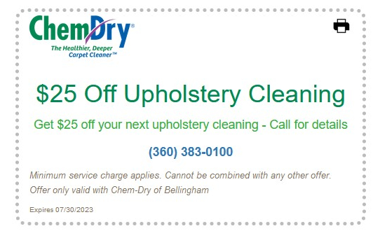 $25 Off Upholstery Cleaning Coupon